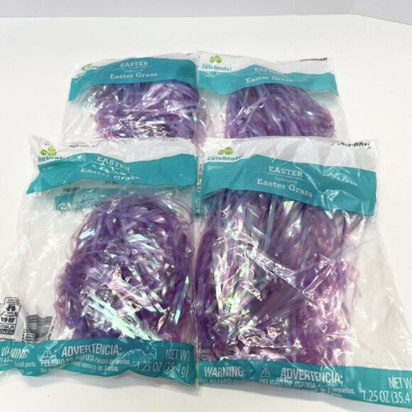 Lot of 4 Purple Easter Grass Packs 1.25 oz Each Basket Filler Holiday Party Gift - Picture 1 of 1